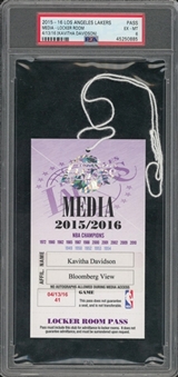 2015-2016 Los Angles Lakers Media Locker Room Pass (PSA/DNA)